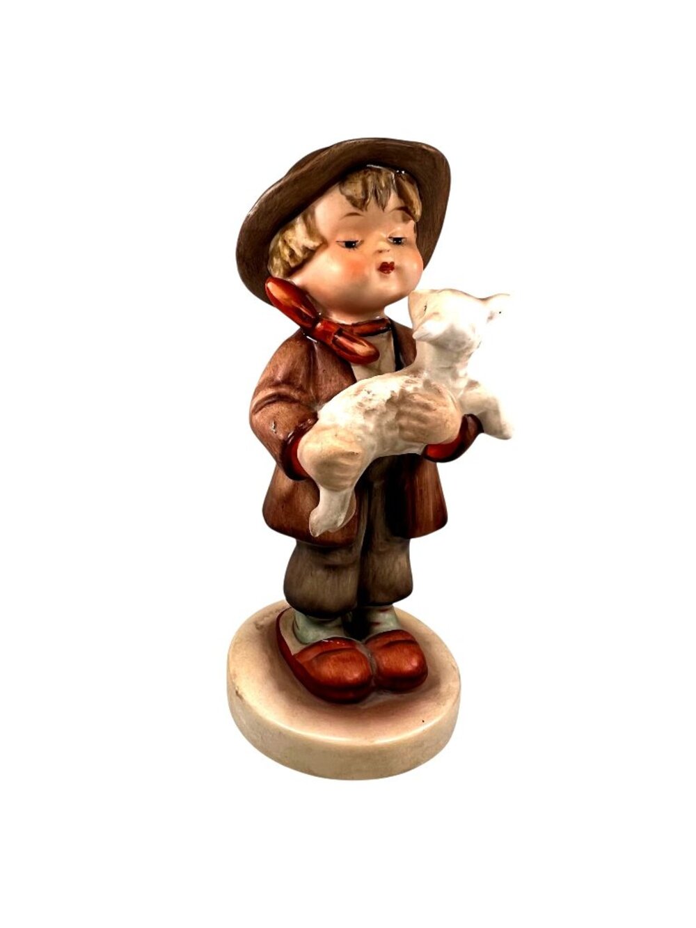 Vtg Goebel Hummel Boy Holding Lamb #64 German Porcelain Collectible 6 inch